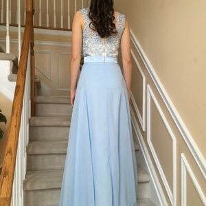 Blue Lace Prom Dress